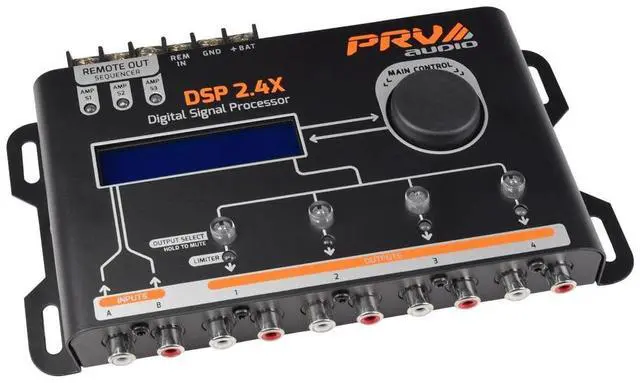 Main image of PRV AUDIO Car Audio DSP 2.4X Digital Crossover and Equalizer 4 Channel Full Digital Signal Audio Processor DSP with Sequencer Remote Relay