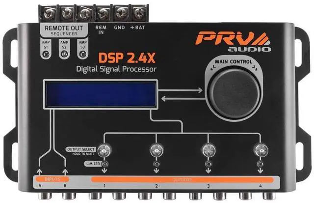 Alt view image 5 of 5 - PRV AUDIO Car Audio DSP 2.4X Digital Crossover and Equalizer 4 Channel Full Digital Signal Audio Processor DSP with Sequencer Remote Relay