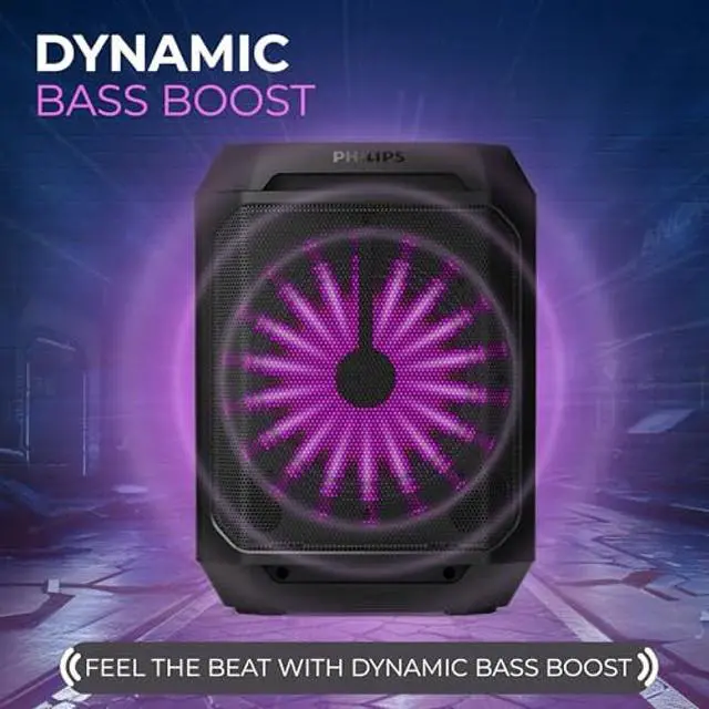 Alt view image 3 of 5 - Philips Bluetooth Party Speaker, Dynamic Bass Boost, Bluetooth and Aux-in, Microphone Input, Wireless Pairing for Stereo Sound, Up to 7 Hours Battery, Built-in Carry Handle, USB-C TAX2208