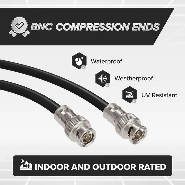 Alt view image 3 of 5 - THE CIMPLE CO 125 FT BNC Cable with 2 Male BNC Connections - 75 Ohm, Low Loss HD-SDI and SDI Cable - Black, 125 Feet (38 Meters)