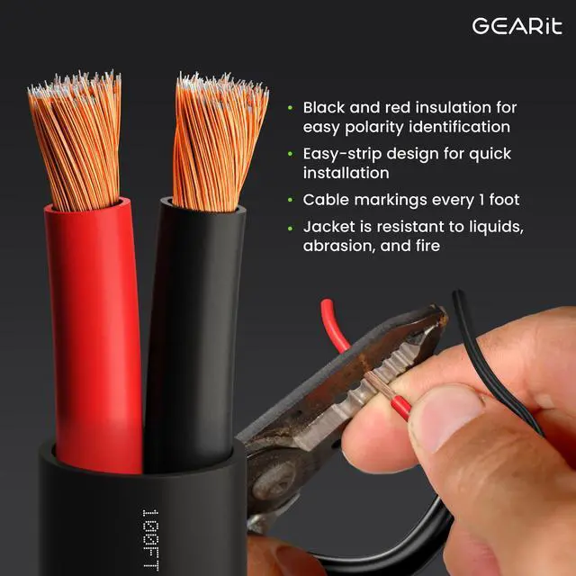 Alt view image 2 of 5 - GearIT Outdoor Speaker Wire CCA 2x2.5mm (60.96 Meters - Black) Copper Clad Aluminum - Hi-Fi Audio Cable for Direct Burial in Ground/in Wall / CL3 CL2 Rated / 2-Conductors - 14 Gauge AWG, 200 Feet