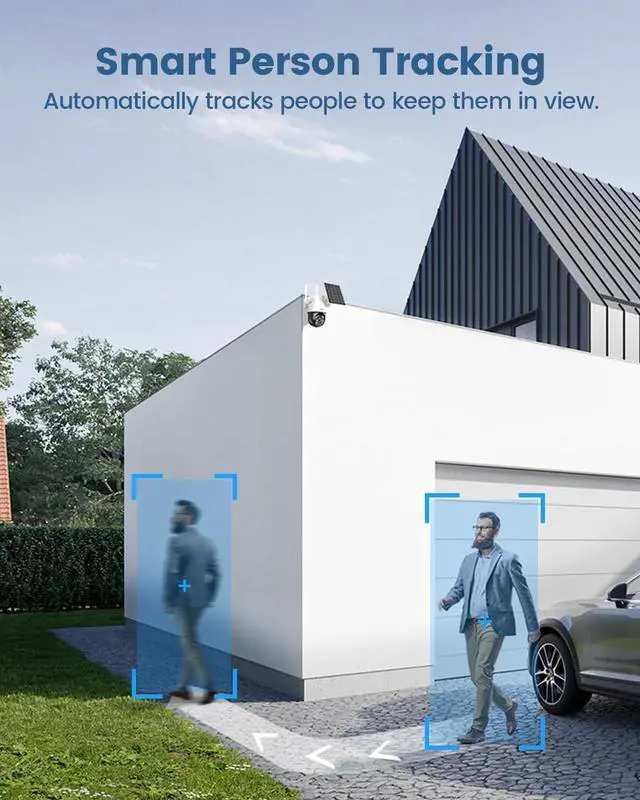 Alt view image 4 of 5 - AOSU Solar Security Camera Wireless Outdoor System, 3K/5MP Battery Powered WiFi Camera for Home Security, Panoramic PTZ, Auto Tracking, Human/Vehicle Detection, Night Vision, Spotlights, 2-Way Talk