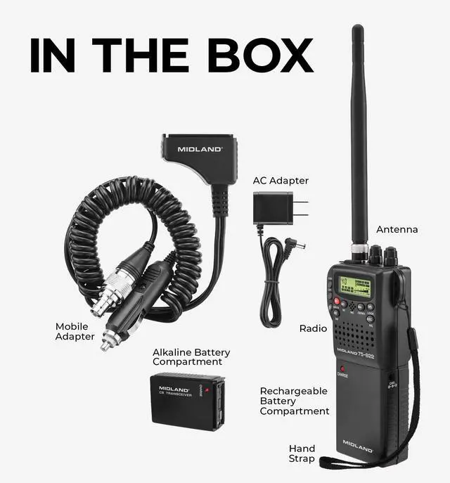 Alt view image 4 of 5 - Midland 75-822 Handheld CB Radio & Mobile CB Radio  Walkie Talkie with 40 Channels, NOAA Weather Alerts, Long Range, Compatible with CB Antennas