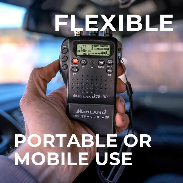Alt view image 5 of 5 - Midland 75-822 Handheld CB Radio & Mobile CB Radio  Walkie Talkie with 40 Channels, NOAA Weather Alerts, Long Range, Compatible with CB Antennas