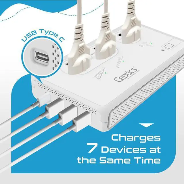 Alt view image 5 of 5 - Ceptics 2000W Travel Voltage Converter for Hair Dryer & 200W Convert 220V to 110V for Curling Iron, Straightener, Chargers, Step Down World Power 4 USB Charging QC 3.0 SWadApt Type A, B, C, E/F, G, I