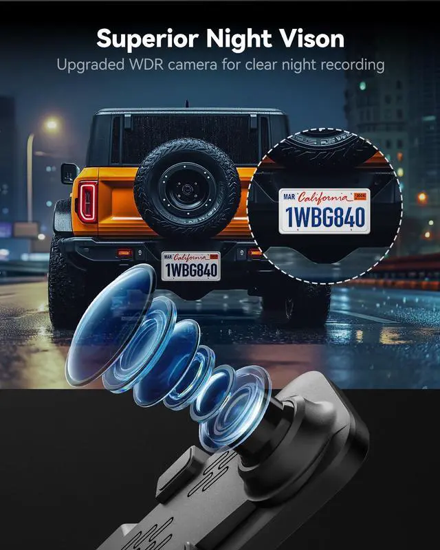 Alt view image 3 of 5 - WOLFBOX G840S 12" 4K Mirror Dash Cam Backup Camera, 5.8GHz WiFi Smart Rearview Mirror for Cars & Trucks, Front and Rear View Dual Cameras, Night Vision, Parking Assistance, Included 32GB Card & GPS