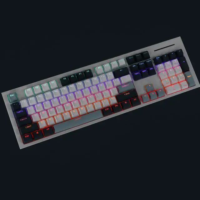 Alt view image 3 of 5 - YMDK Double Shot 108 Dyed PBT Shine Through OEM Profile Rainbow Carbon Sunset Keycap for MX Switches Mechanical KeyboardOnly Keycap (Botanical)