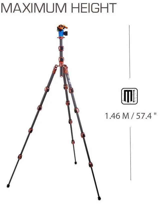 Alt view image 3 of 5 - 3 Legged Thing Leo 2.0 Carbon Fibre Tripod System & AirHed Pro Lever - Earth Bronze/Ocean Blue (LEOKIT2)