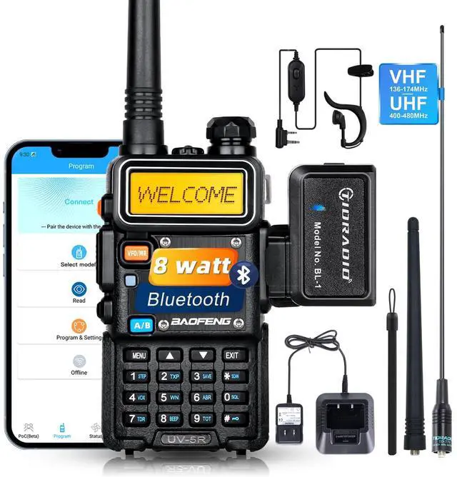 Main image of BaoFeng Radio UV-5R Pro 8Watt Ham Radio Handheld, Supported Phone Program, Wireless Programmer with 771 Long Antenna Walkie Talkies Two Way Radio Survival Gear Full Kit