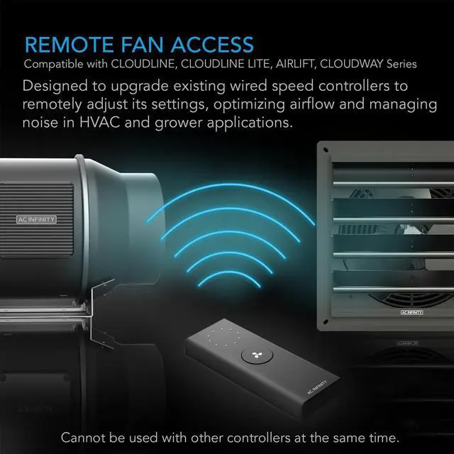 Alt view image 2 of 5 - AC Infinity Controller 63, Wireless Remote Controller with 10 Fan Speed Programming, Cooling and Ventilation for CLOUDLINE Airlift CLOUDWAY Fans