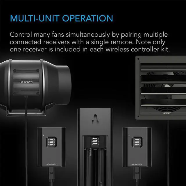 Alt view image 4 of 5 - AC Infinity Controller 63, Wireless Remote Controller with 10 Fan Speed Programming, Cooling and Ventilation for CLOUDLINE Airlift CLOUDWAY Fans