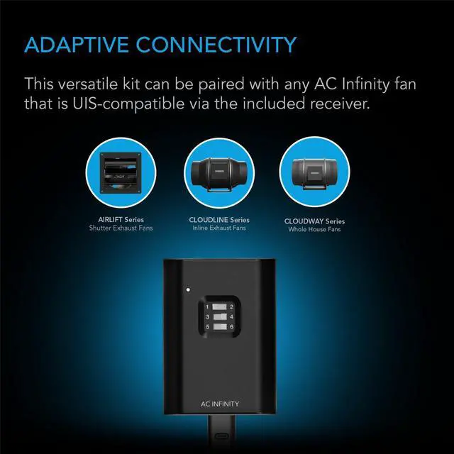 Alt view image 5 of 5 - AC Infinity Controller 63, Wireless Remote Controller with 10 Fan Speed Programming, Cooling and Ventilation for CLOUDLINE Airlift CLOUDWAY Fans