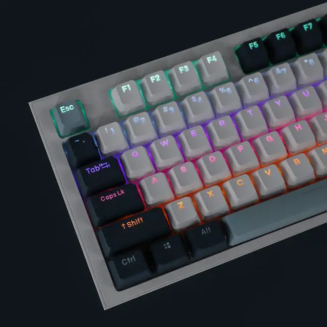 Alt view image 5 of 5 - YMDK Double Shot 108 Dyed PBT Shine Through OEM Profile Rainbow Carbon Sunset Keycap for MX Switches Mechanical KeyboardOnly Keycap (Botanical)