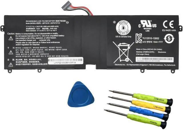 Main image of LBP7221E LBG722VH Laptop Battery Replacement for LG Gram 13Z940 13ZD940 14Z950 14Z950-A 14Z960 15Z950 15Z960 15Z975 15ZD975 Series Notebook LBM722YE EAC62718304 EAC62198201 7.7V 34.61Wh 4495mAh