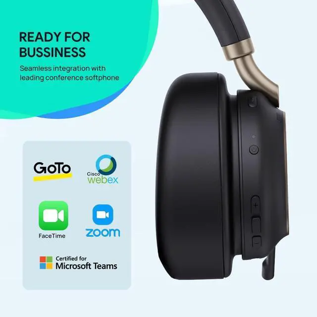 Alt view image 4 of 5 - Yealink BH76 Plus Wireless Headset for Work, Bluetooth Headsets with Microphone Active Noise Cancelling (ANC), Retractable Hidden Mic Arm, Teams Certified Headset Compatible with PC Mac Mobile Phone