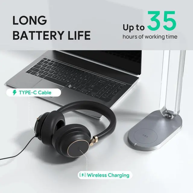 Alt view image 5 of 5 - Yealink BH76 Plus Wireless Headset for Work, Bluetooth Headsets with Microphone Active Noise Cancelling (ANC), Retractable Hidden Mic Arm, Teams Certified Headset Compatible with PC Mac Mobile Phone