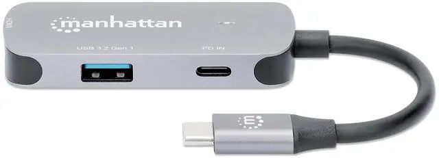 Alt view image 3 of 5 - Manhattan USB C to 4K HDMI Adapter  3 in 1 Multiport Docking Converter Hub, 4K@30Hz HDMI, 5 Gbps USB-A, 100W USB-C PD Compatible with MacBook Pro, MacBook Air, Projector -3 Yr Mfg Warranty130707