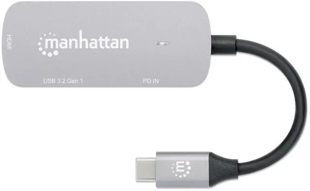 Alt view image 4 of 5 - Manhattan USB C to 4K HDMI Adapter  3 in 1 Multiport Docking Converter Hub, 4K@30Hz HDMI, 5 Gbps USB-A, 100W USB-C PD Compatible with MacBook Pro, MacBook Air, Projector -3 Yr Mfg Warranty130707