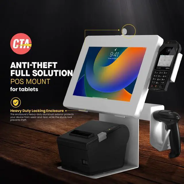 Alt view image 2 of 5 - CTA Digital Anti-Theft Kiosk Stand  Point of Sale Station with Credit Card Reader Slot & Printer Slot for iPad 11 (A16) - Pro 11-inch M4 - Air 11-inch M3- iPad 10th Gen - Galaxy Tab & More Tablets