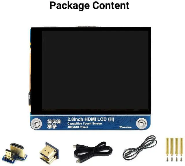 Alt view image 2 of 5 - Waveshare 2.8inch HDMI IPS LCD Display, Compatible with Raspberry Pi 5/4B/3B/Zero/Zero W/Zero 2W/Pico/Pico W/Pico WH, 480×640 Resolution Supports Jerson Nano/Windows