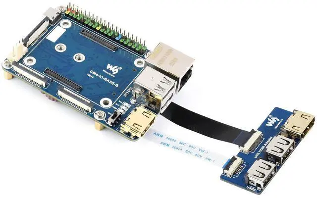 Alt view image 2 of 5 - Waveshare CM4-IO-BASE-B for Raspberry Pi Compute Module 4 Bundle with USB HDMI Adapter (6 Items)
