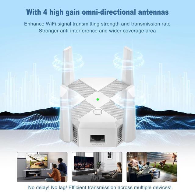 Alt view image 3 of 5 - WiFi Extender Signal Booster, WiFi Booster,1200Mbps Dual Band 5GHz/2.4GHz,Wider Coverage Signal Amplifier,with Ethernet Port, Supporting 40 Devices WiFi Repeaters, Plug and Play, Easy Installation