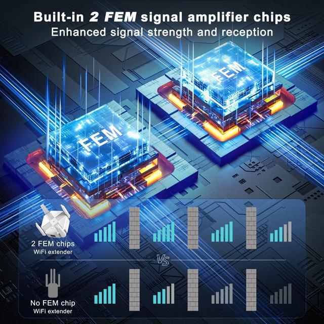 Alt view image 4 of 5 - WiFi Extender Signal Booster, WiFi Booster,1200Mbps Dual Band 5GHz/2.4GHz,Wider Coverage Signal Amplifier,with Ethernet Port, Supporting 40 Devices WiFi Repeaters, Plug and Play, Easy Installation