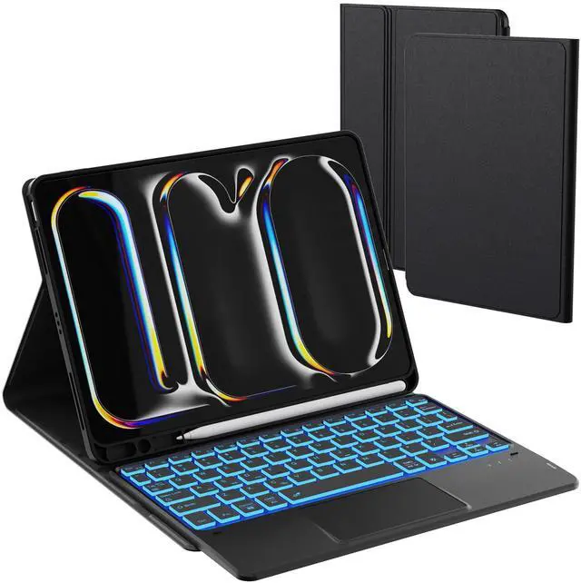 Main image of for 2024 iPad Pro 11-inch (M4) Case with Keyboard - 7 Color Backlit Detachable Tablet Keyboard Cover with Touchpad - 11" iPad Pro 2024 (M4, 2024) Keyboard Case with Pen Holder & Kickstand Black
