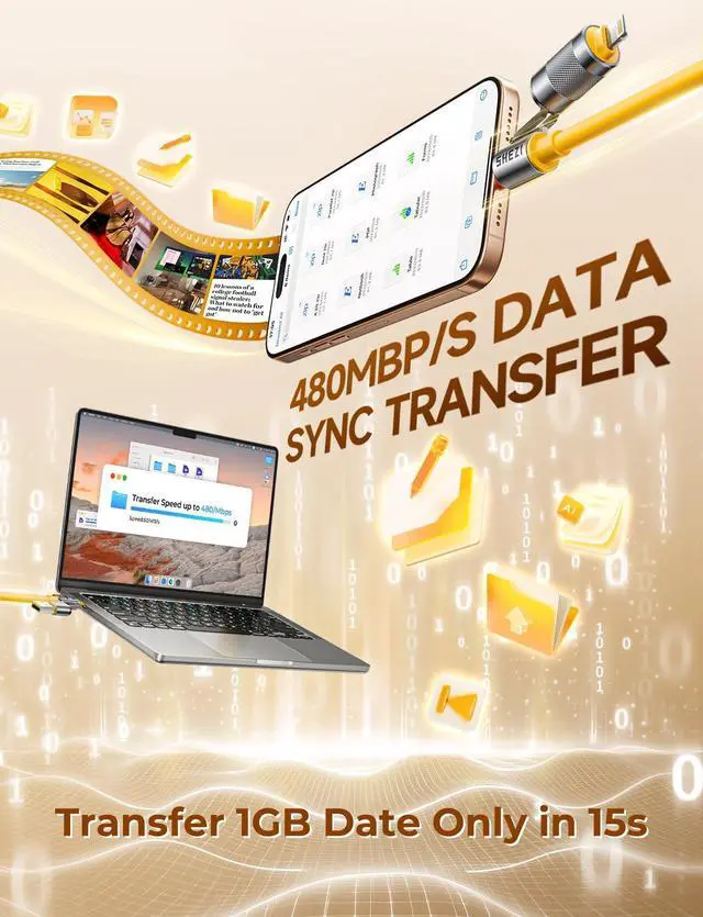 Alt view image 4 of 5 - 2025 Chubby Cable 4-in-1 USB C to Lightning Cable 140W Fast Charging & Data Transfer, Support to Apple CarPlay & Android Auto, 5FT Travel Multi Cord Charger Combo for iPhone/iPad/MacBook Cable