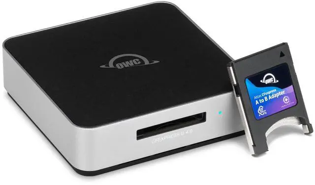 Main image of OWC Atlas USB4 CFexpress 4.0 Type B Card Reader, 40Gb/s USB4 USB-C Port, Bus Powered, Includes Type A>B Adapter for Fast ingest of Type A Cards, Up to 5000MB/s Real-World Speed, USB-C Cable