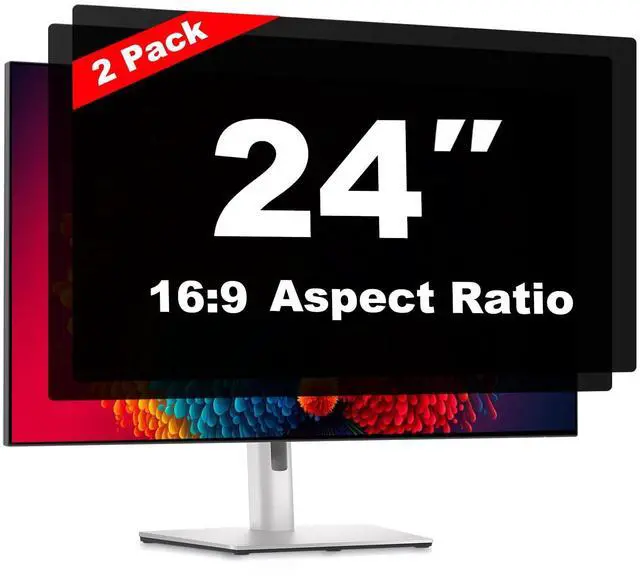 Main image of Pozlle 24 Inch Computer Privacy Screen Shield [2 Pack] for 16:9 Widescreen Desktop Monitor - Anti-Glare Blue Light Privacy Filter and Anti Spy Privacy Screen Protector Film