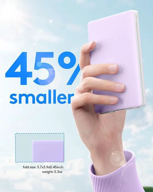 Alt view image 5 of 5 - Samsers Bluetooth Foldable Keyboard, Wireless Portable Folding Keyboard, Full-Size Ultra-Slim Rechargeable Connect Up to 3 Devices for iOS Android Windows Phone Tablet and Laptop, Purple