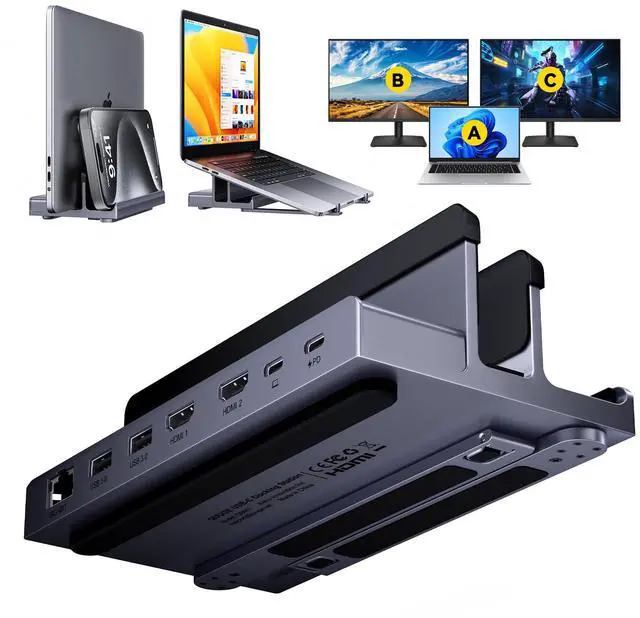 Main image of Laptop Docking Station Stand Dual 4K Monitor: QUUGE USB C Docking Station Dual Monitor for Laptop, 2 HDMI (Single 4K@120Hz), 2 USB3.0 Ports, 100W PD, RJ45 Ethernet, Universal Laptop Stand USB C Dock