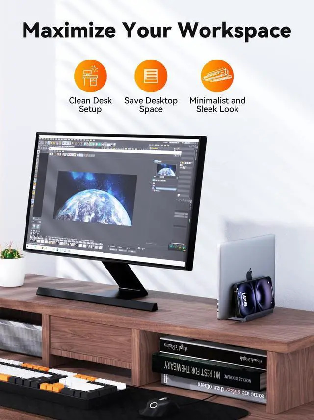 Alt view image 5 of 5 - Laptop Docking Station Stand Dual 4K Monitor: QUUGE USB C Docking Station Dual Monitor for Laptop, 2 HDMI (Single 4K@120Hz), 2 USB3.0 Ports, 100W PD, RJ45 Ethernet, Universal Laptop Stand USB C Dock