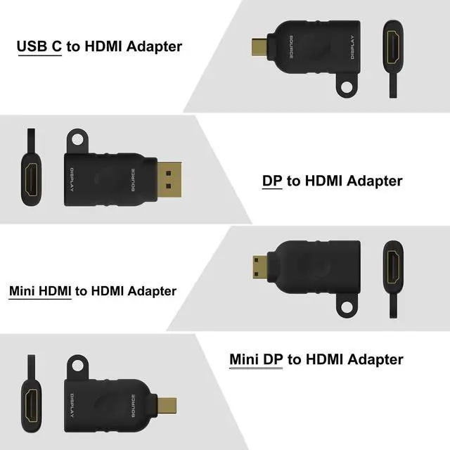 Alt view image 3 of 5 - POCKET PANDA 4K Universal HDMI Adapter Ring Kit with Security Loop - USB C, Displayport, Mini DP to HDMI Office Video Converter. Four Adapters with Security Loop Universal Computer Kit, Ring