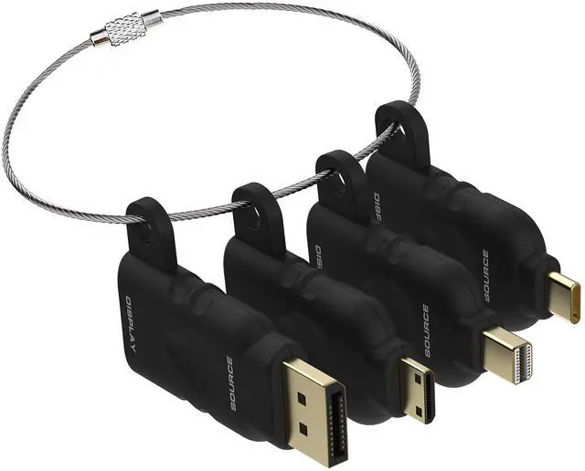 Main image of POCKET PANDA 4K Universal HDMI Adapter Ring Kit with Security Loop - USB C, Displayport, Mini DP to HDMI Office Video Converter. Four Adapters with Security Loop Universal Computer Kit, Ring