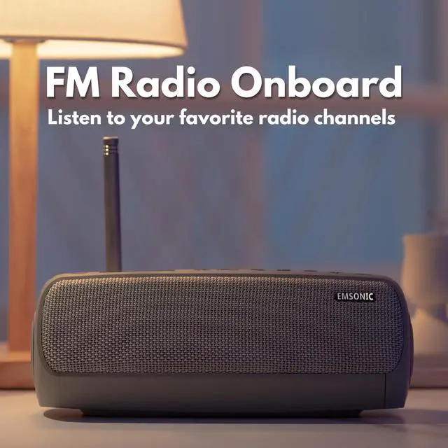 Alt view image 5 of 5 - Saver By Emsonic - Portable Bluetooth Speaker, Waterproof Speaker with Carbon Monoxide Detector & FM Radio - 24-Hour Playtime, 40W Powerfull Sound & Deep Bass - Black