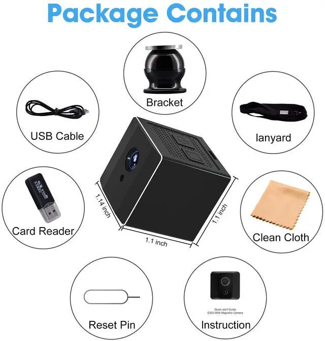 Alt view image 3 of 5 - ehomful Wireless Mini Camera HD 1080P Portable Small Nanny Cam with Night Vision,Body Cam Surveillance Cameras for Home Security Indoor/Outdoor No WiFi Need/No Audio