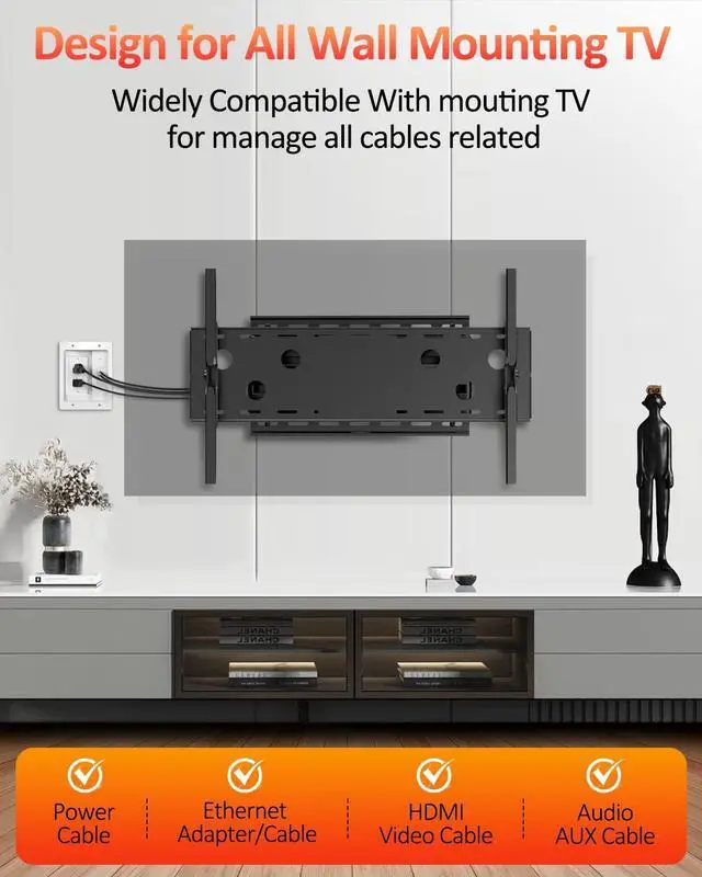 Alt view image 2 of 5 - Elecpow in Wall Cable Management Kit, Hide TV Power Cables & Low Voltage Wires Behind The Wall, Recessed Outlet for Wall Mounting TV