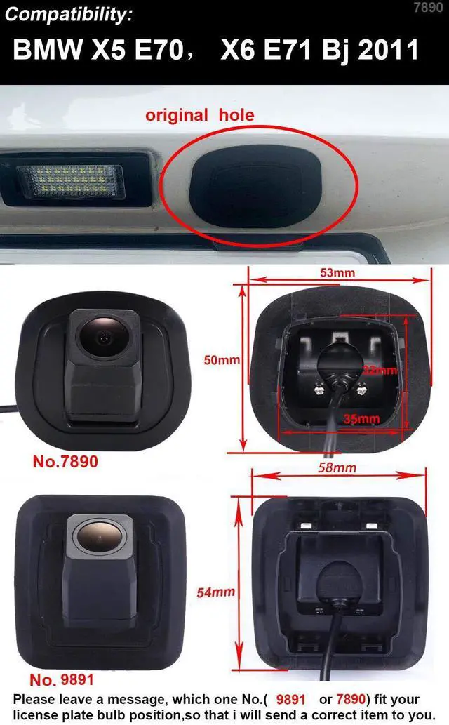 Alt view image 3 of 5 - 1280720 Pixels 1000TV Lines Waterproof Backup Vehicle Camera Color Car Rear View Camera 170 Degree Viewing Angle License Plate Parking Reverse Replacement for BMW X5 E70 X6 E71 Bj 2011 X1 E84 325d