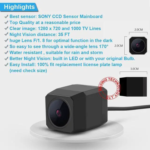 Alt view image 5 of 5 - 1280720 Pixels 1000TV Lines Waterproof Backup Vehicle Camera Color Car Rear View Camera 170 Degree Viewing Angle License Plate Parking Reverse Replacement for BMW X5 E70 X6 E71 Bj 2011 X1 E84 325d