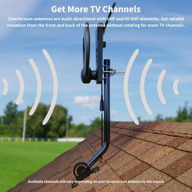 Alt view image 3 of 5 - ClearStream Antennas Direct 1MAX Indoor Outdoor TV Antenna, UHF VHF, Multi-Directional, 40+ Mile Range, 4K 8K UHD NEXTGEN TV - w/ 20-inch Mast (Black)