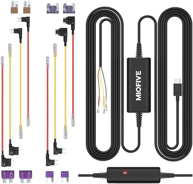 Main image of USB Type-C Hardwire Kit Only for Miofive for S1 & Mini Series Dash Cam, Activate Parking Mode and Low Voltage Protection, 11.5 ft / 350 cm (Need Purchase Separately)