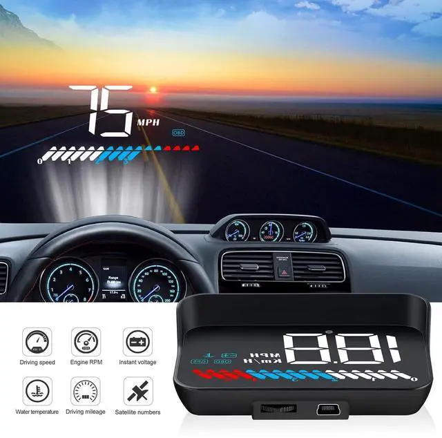 Alt view image 2 of 5 - ACECAR Head Up Display Car Universal Dual System 3.5 Inches HUD, Speedometer OBD2 GPS Interface, Speed, Engine RPM, OverSpeed Warning, Mileage Measurement, Water Temperature, GPS Mode for All Vehicle