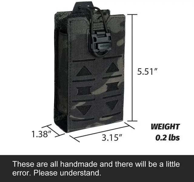 Alt view image 5 of 5 - Tactical Radio Pouch MOLLE Radio Holster Compatible with 148/152 MPU5 Baofeng Radio Case Bag Walkie Talkies Rifle Mag with Elastic Cord 500D Nylon (camo Black)