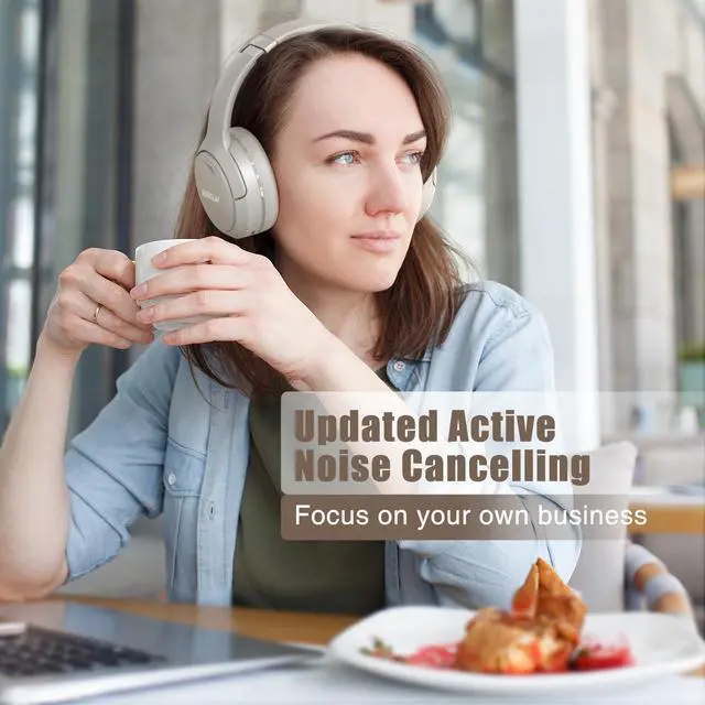 Alt view image 2 of 5 - RUNOLIM Hybrid Active Noise Cancelling Headphones, 70H Playtime, Built-in Microphone, Bluetooth Wireless Over Ear Foldable Headphones with HiFi Audio, Home Travel Office