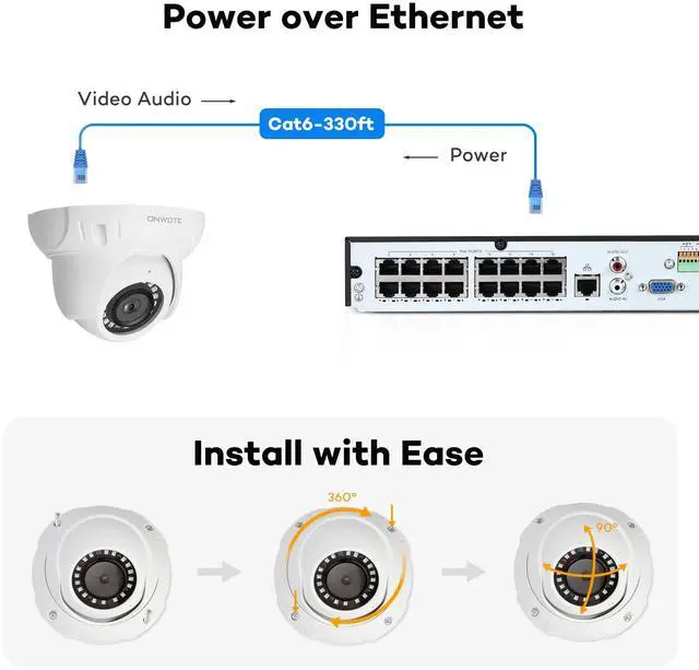 Alt view image 3 of 5 - ONWOTE 6MP Super HD PoE IP Security Camera with Audio, AI Human Vehicle Detection, 3072x2048 6 Megapixels, 122° FoV, Indoor/Outdoor Commercial Wired Camera for Business, Add-on to PoE NVR System