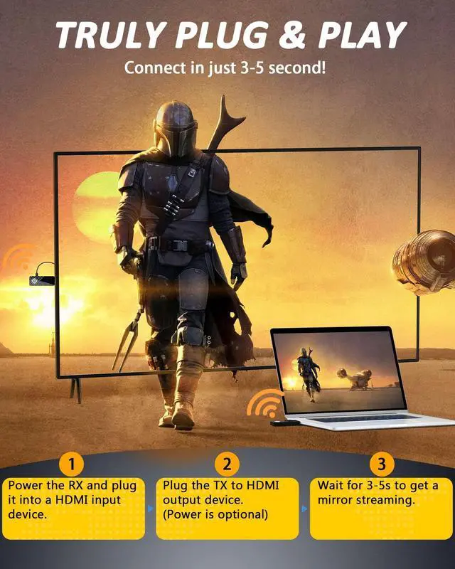 Alt view image 3 of 5 - Mpiolife Wireless HDMI Transmitter -Only TX (Transmitter) - 5G/2.4G Portable HDMI Wireless Video Transmitter for Streaming Video from Laptop/PC to TV/Projector/Monitor