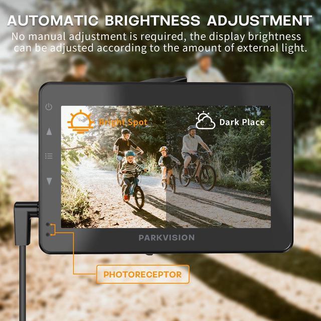 Alt view image 3 of 5 - PARKVISION Bicycle Rear View Camera with Sunshade, 4.3'' HD 1080P Monitor with Auto Dim, 8000mah Rechargeable Battery, 3Mins Installation Bike Camera for Mountain, Ebike,Road Bike