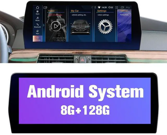 Main image of Stereo for E90 CIC: 8+128G Car Head Unit with Bluetooth Carplay for BMW E91 E92 E93 2009-2012, 12.3" Aftermarket Touch Headunit Screen Android System Replacement with Backup Camera GPS Play for Apple